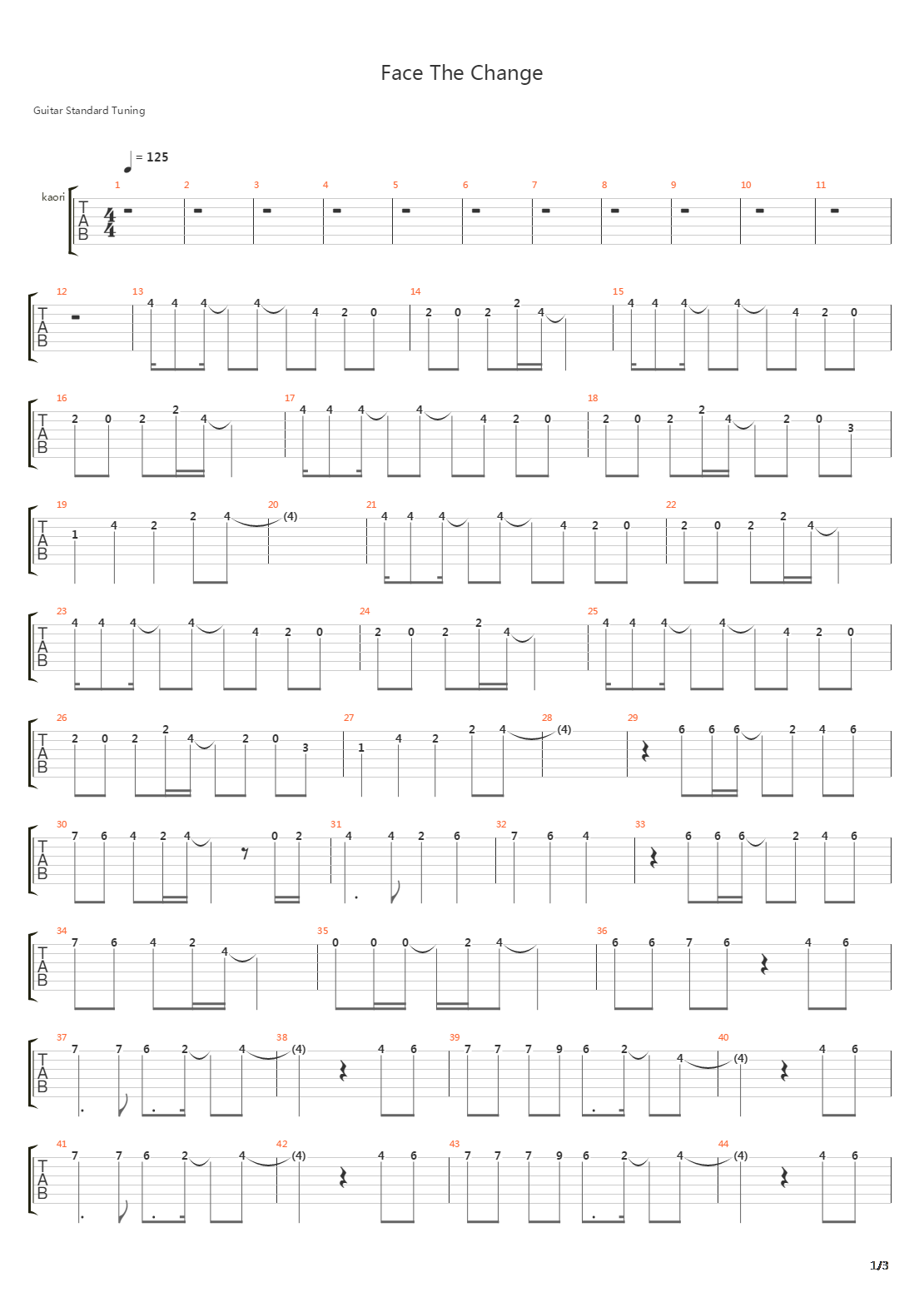 Face The Change吉他谱