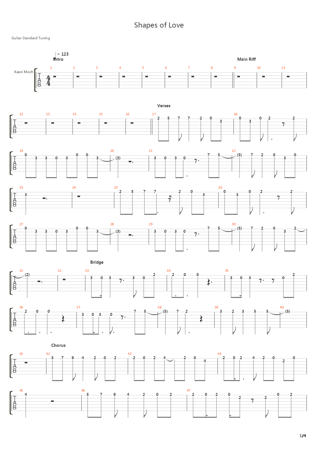 Shapes Of Love吉他谱