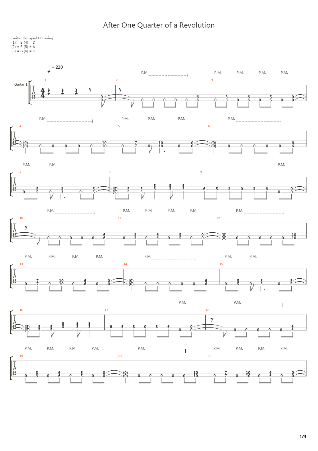 After One Quarter Of A Revolution吉他谱