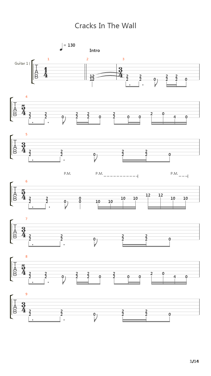 Cracks In The Wall吉他谱