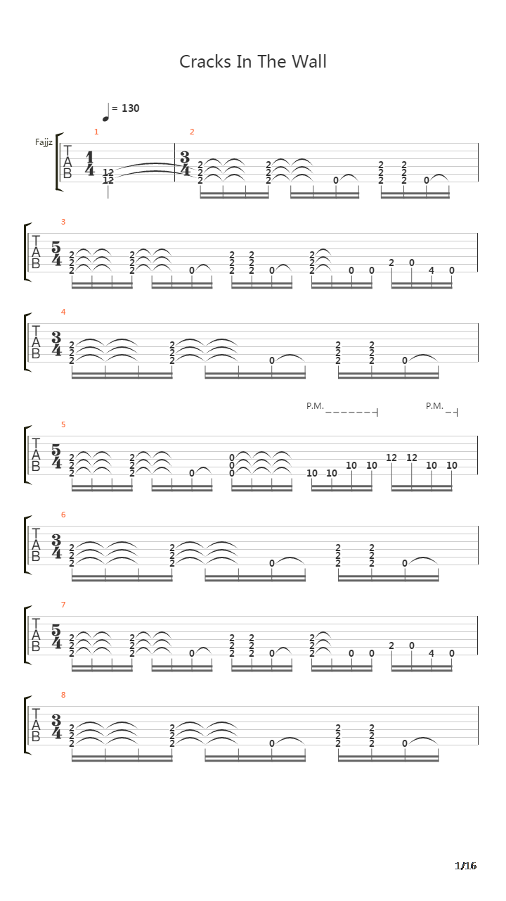 Cracks In The Wall吉他谱