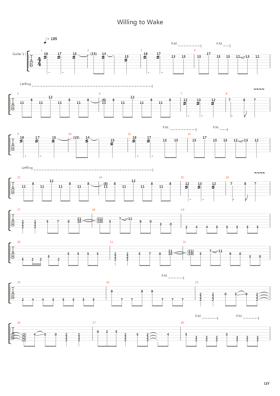 Willing To Wake吉他谱