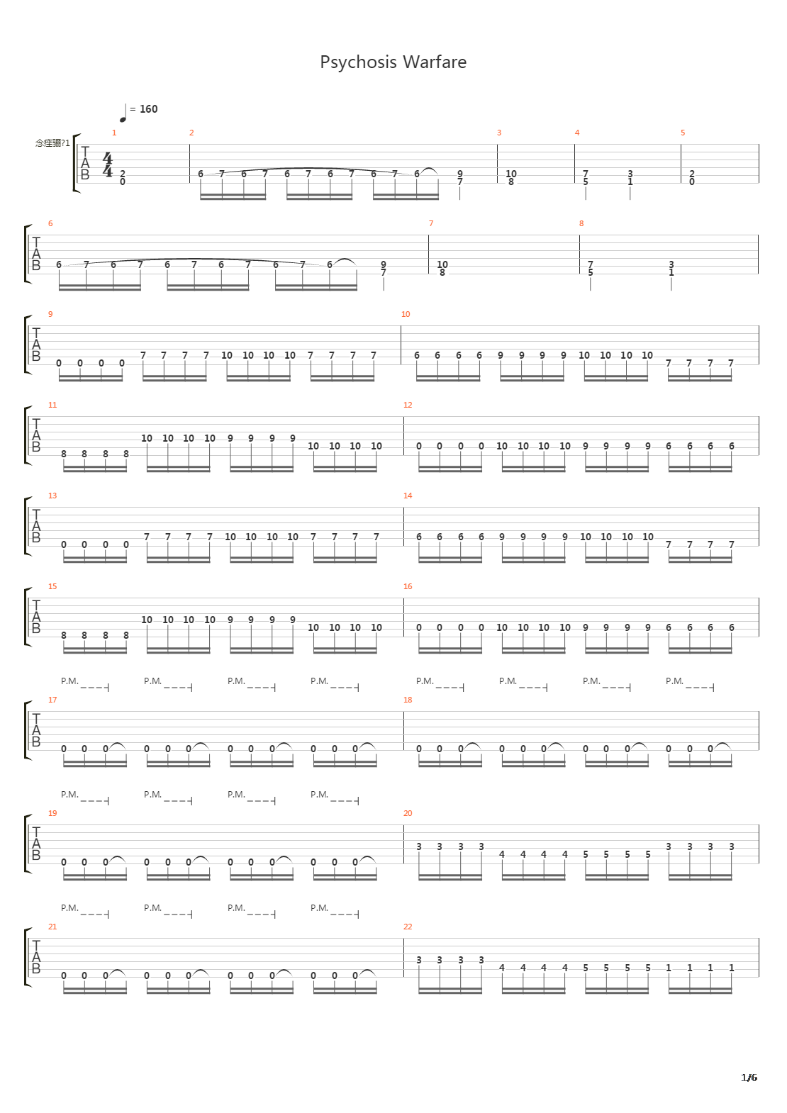 Psychosis Warfare吉他谱