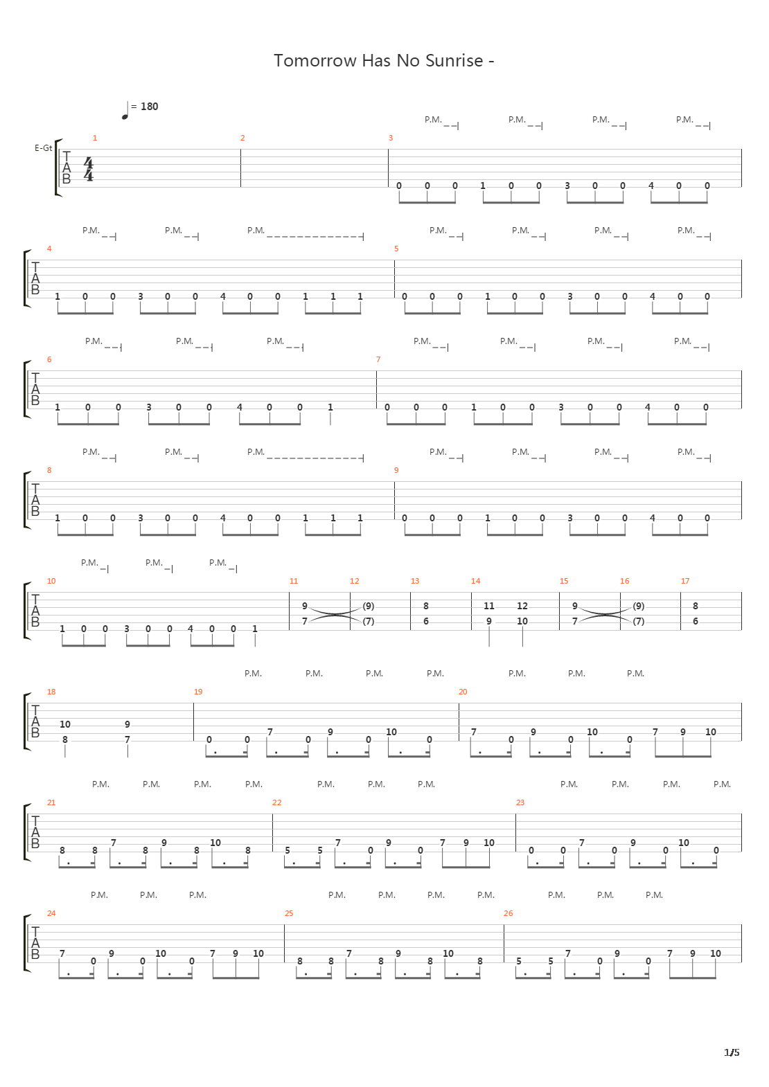 Tomorrow Has No Sunrise吉他谱
