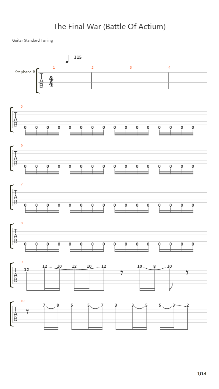The Final War Battle Of Actium吉他谱