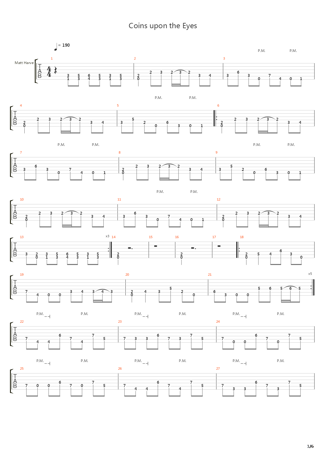 Coins Upon The Eyes吉他谱