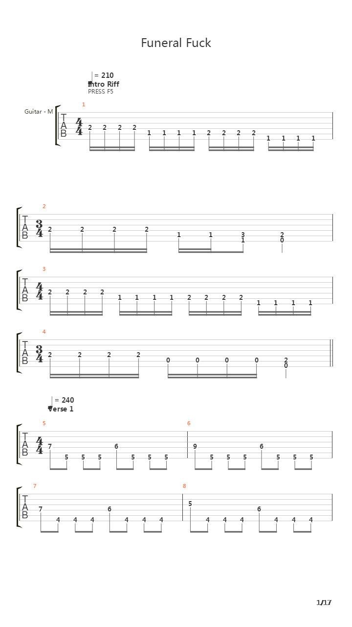 Funeral Fuck吉他谱