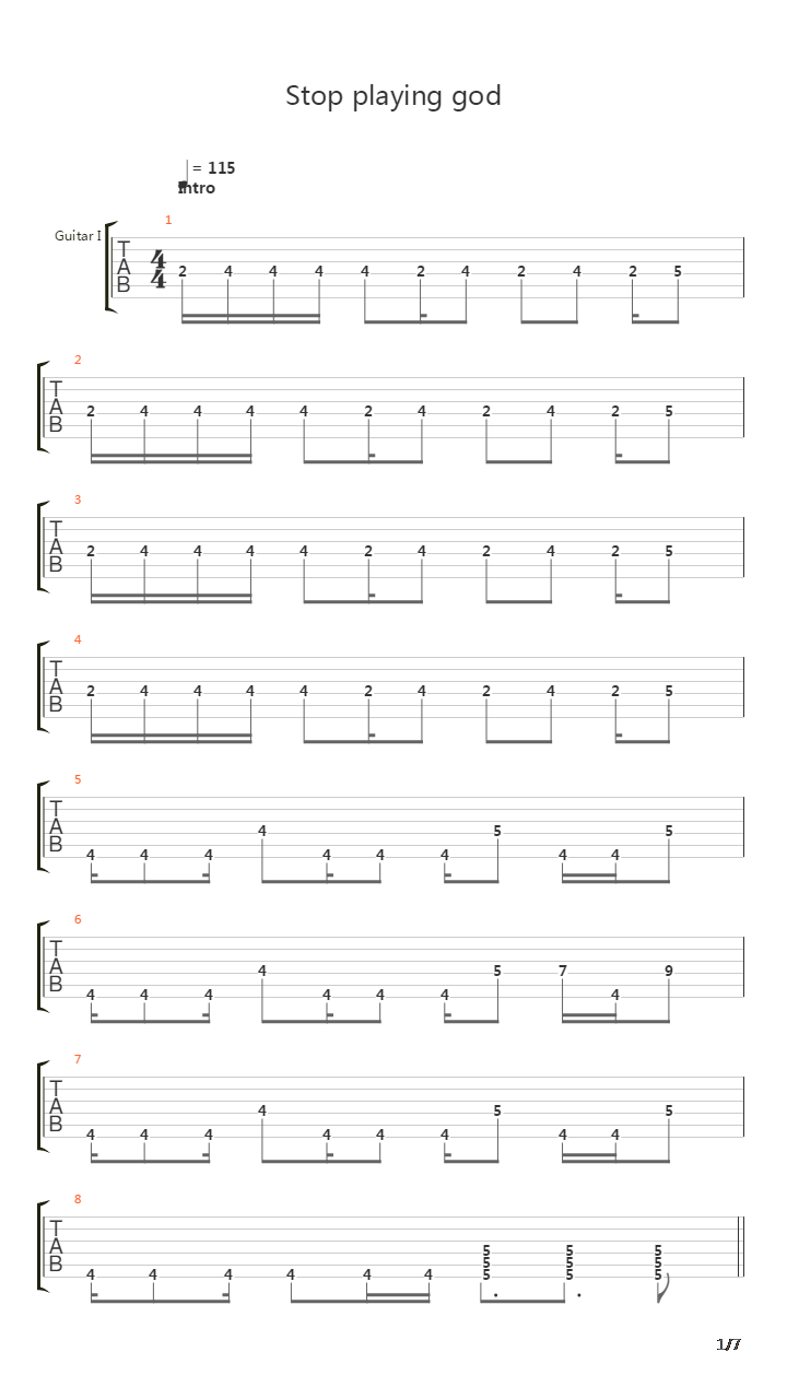 Stop Playing God吉他谱