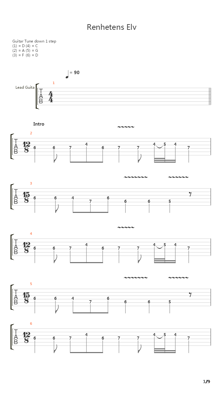Renhetens Elv吉他谱