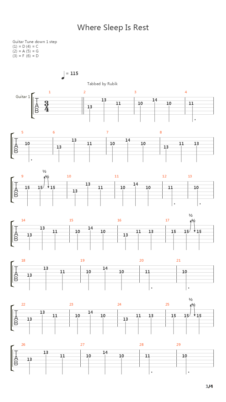 Where Sleep Is Rest吉他谱