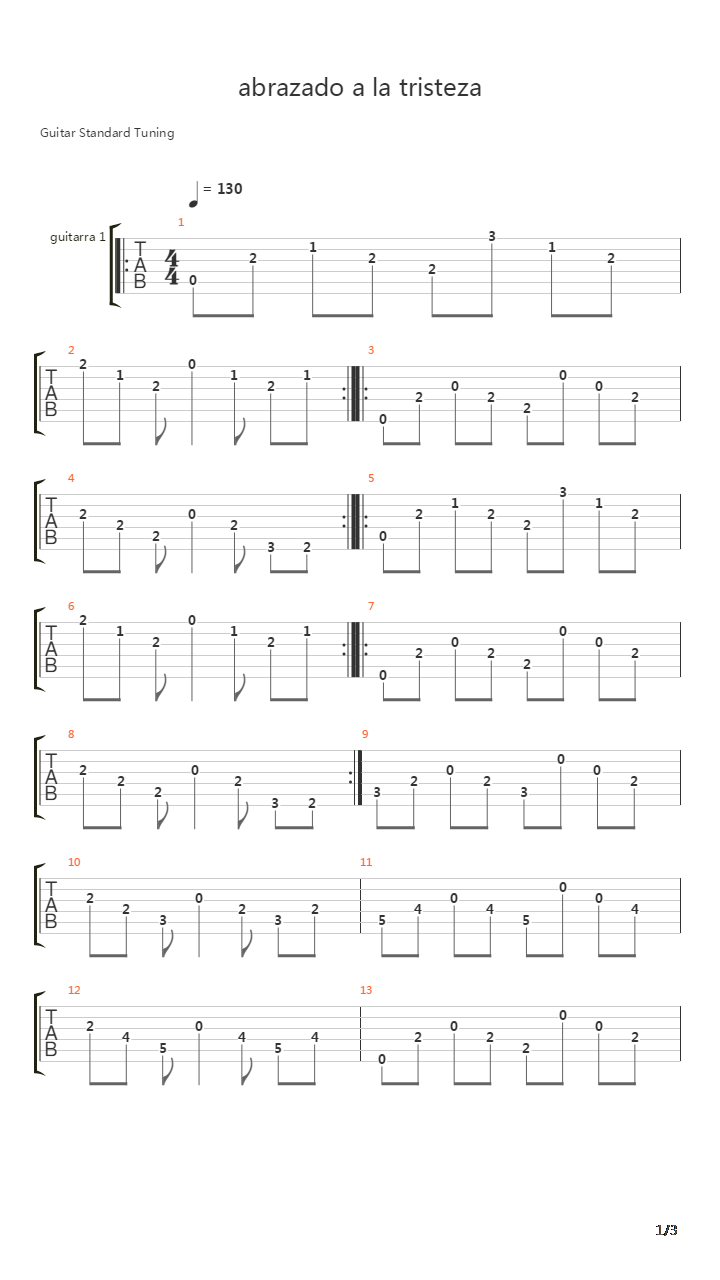 Abrazado A La Tristeza吉他谱