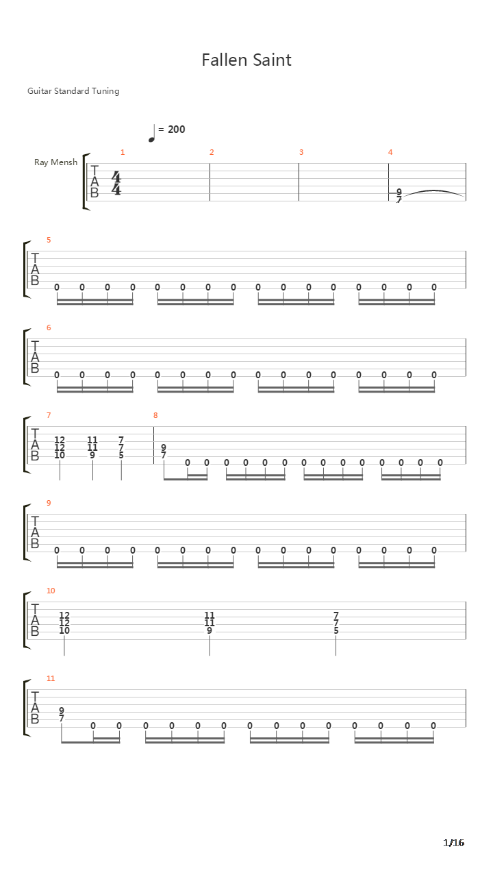 Fallen Saint吉他谱