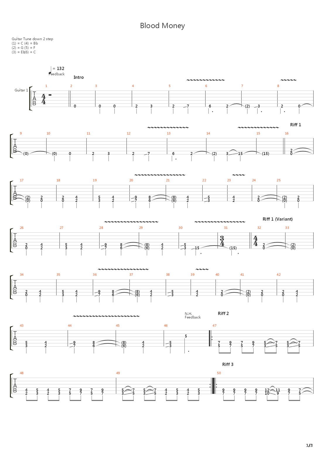 Blood Money吉他谱
