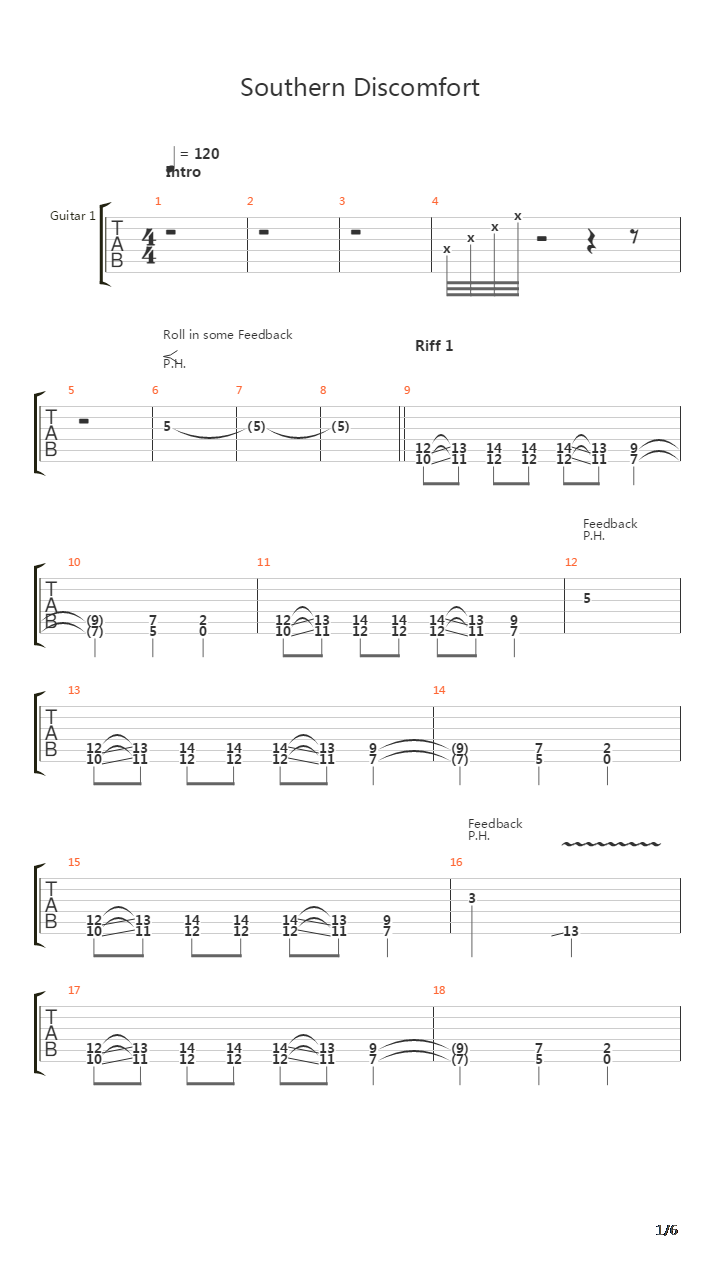 Southern Discomfort吉他谱