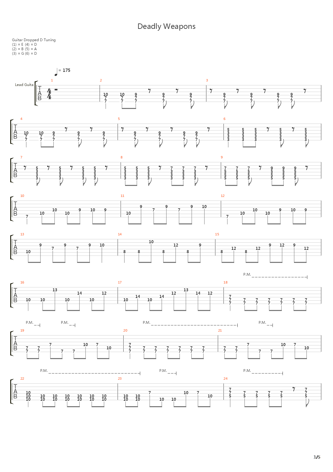 Deadly Weapons吉他谱
