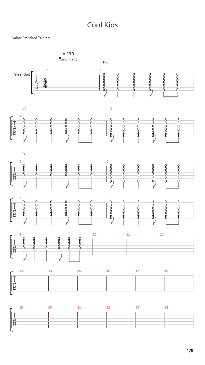 Cool Kids吉他谱