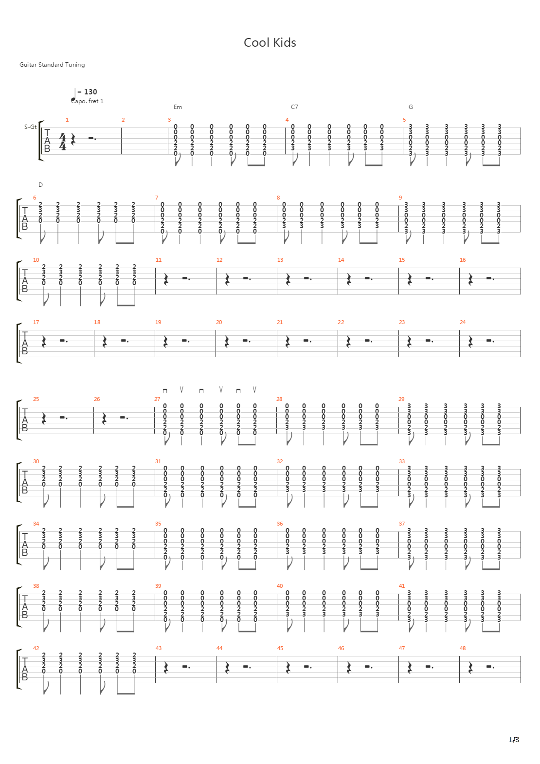 Cool Kids吉他谱
