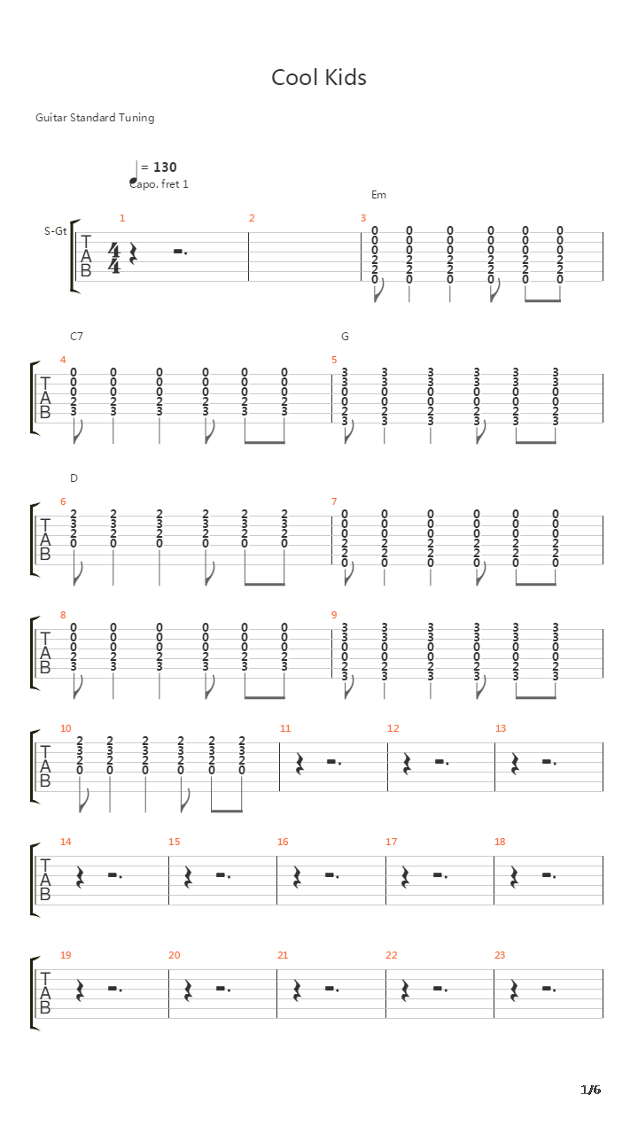 Cool Kids吉他谱