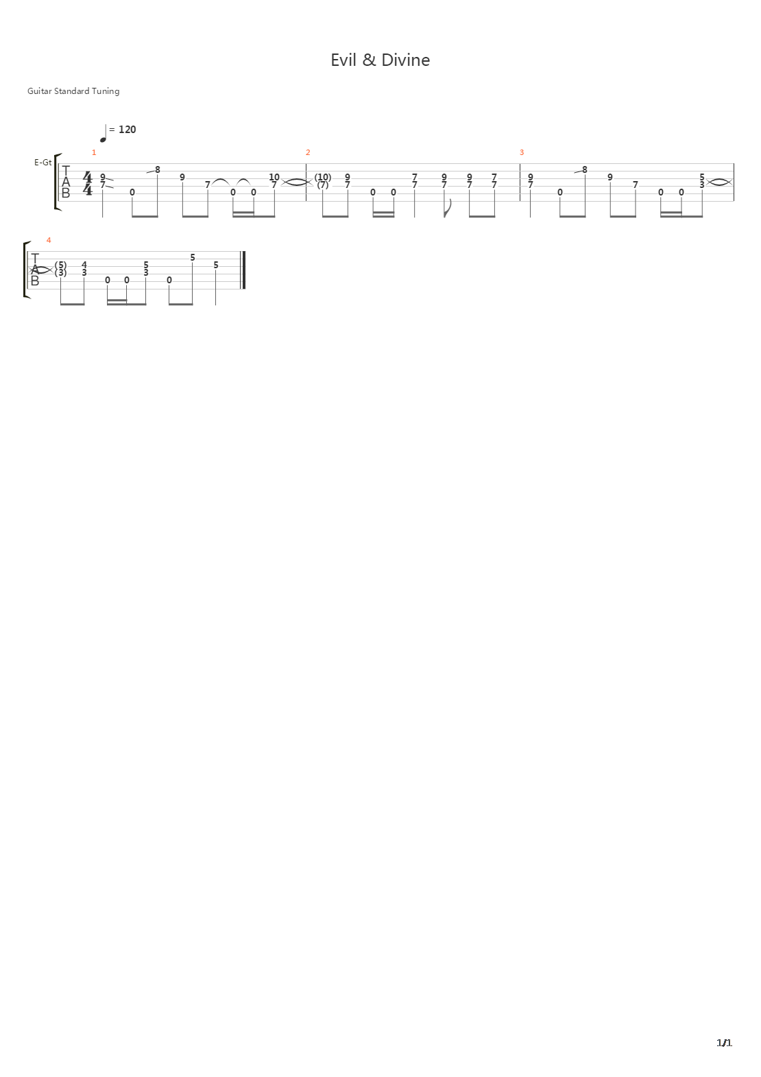 Evil And Devine吉他谱