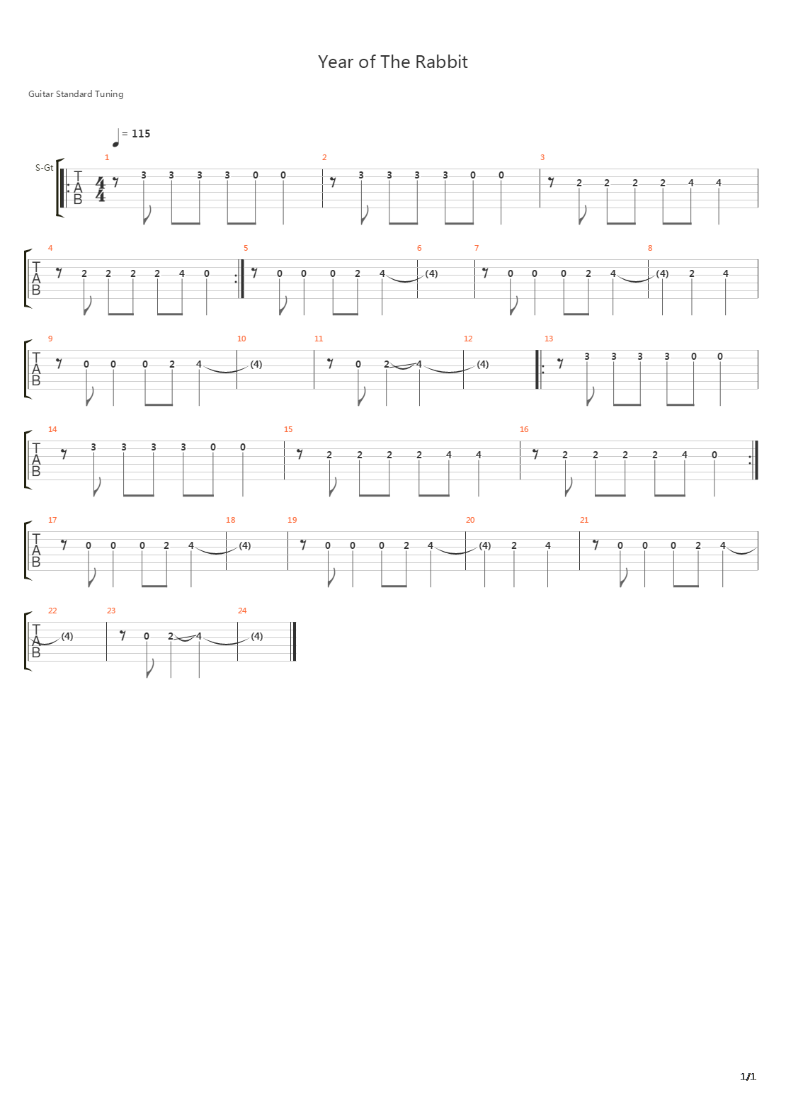 Year Of The Rabbit吉他谱