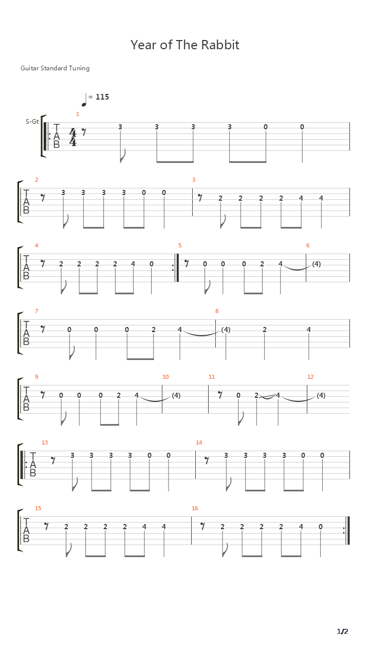 Year Of The Rabbit吉他谱
