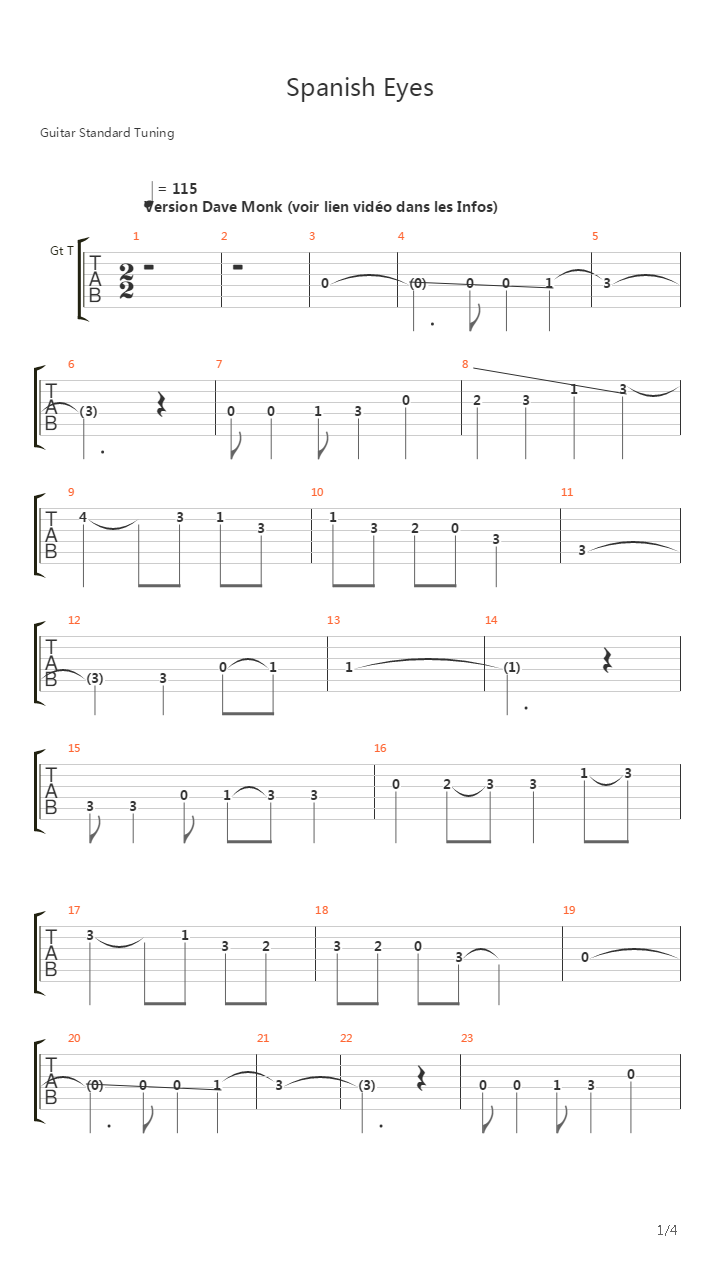 Spanish Eyes吉他谱