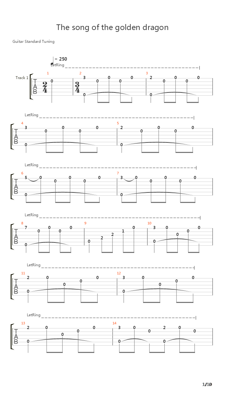 The Song Of The Golden Dragon吉他谱