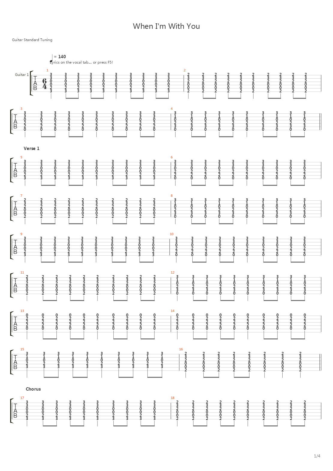 When Im With You吉他谱