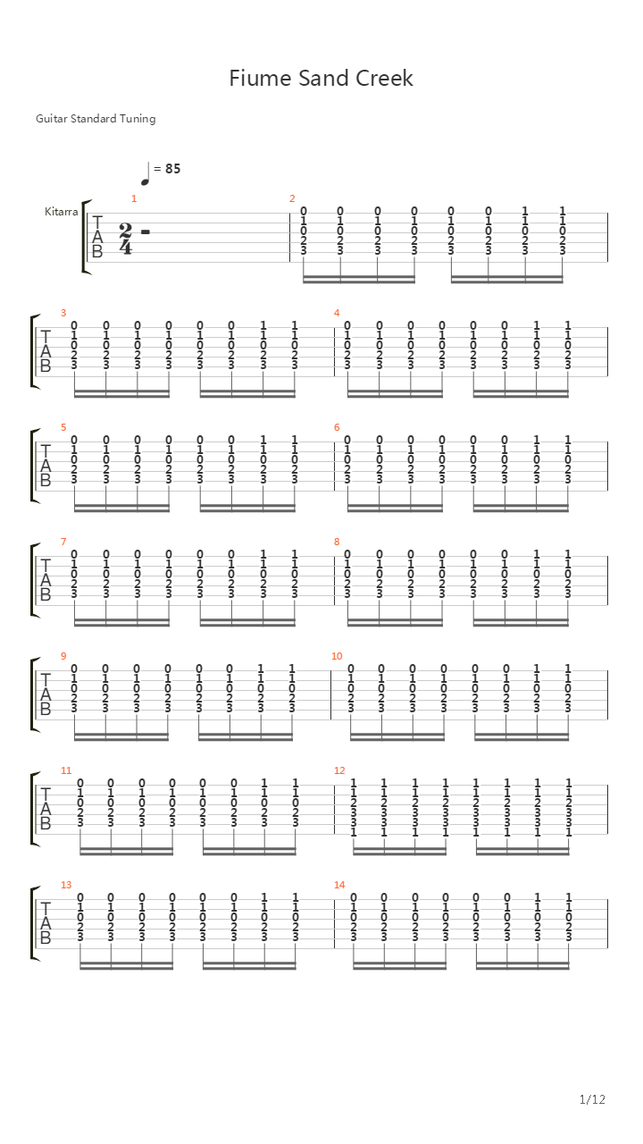 Fiume Sand Creek吉他谱