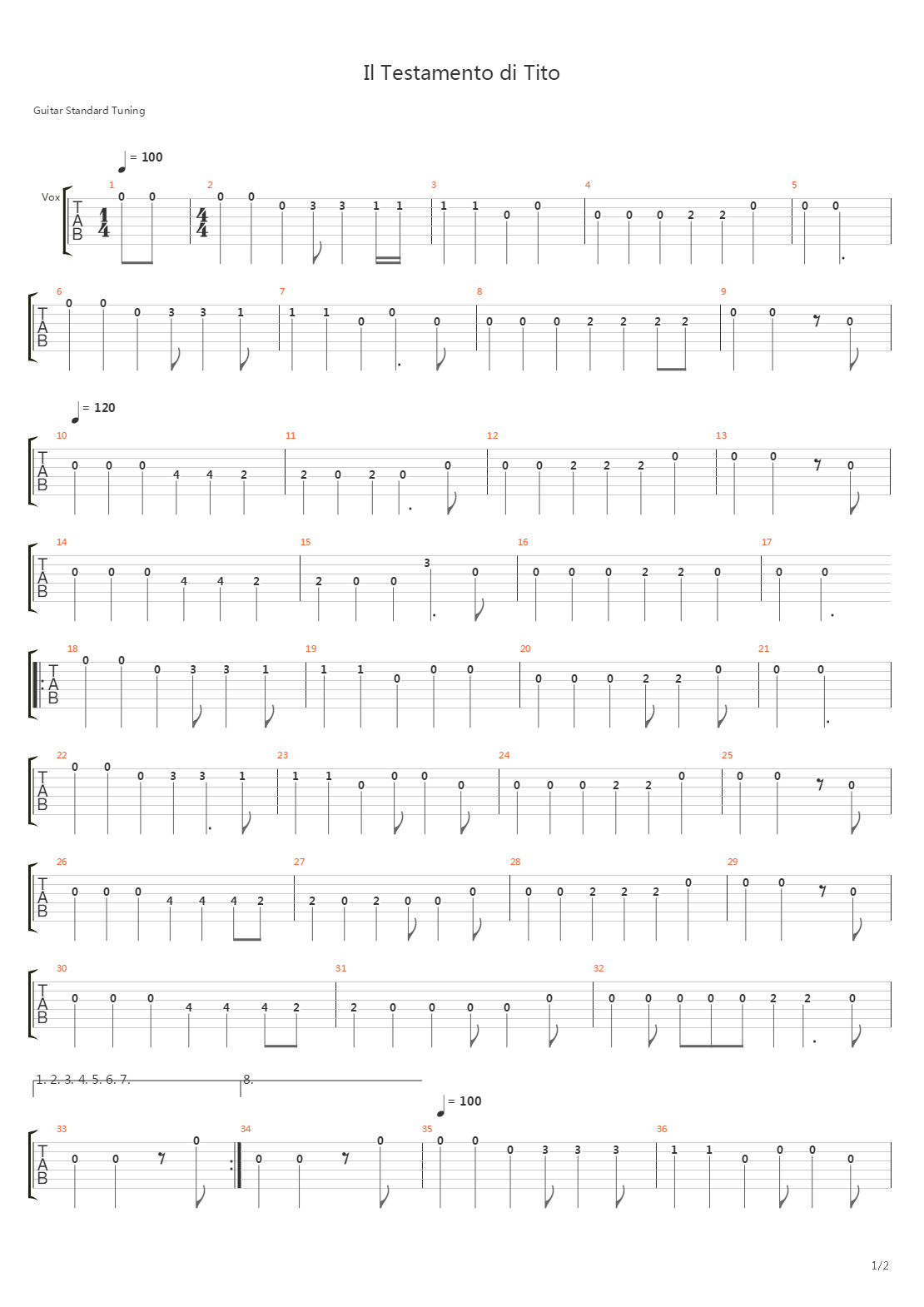 Il Testamento Di Tito吉他谱