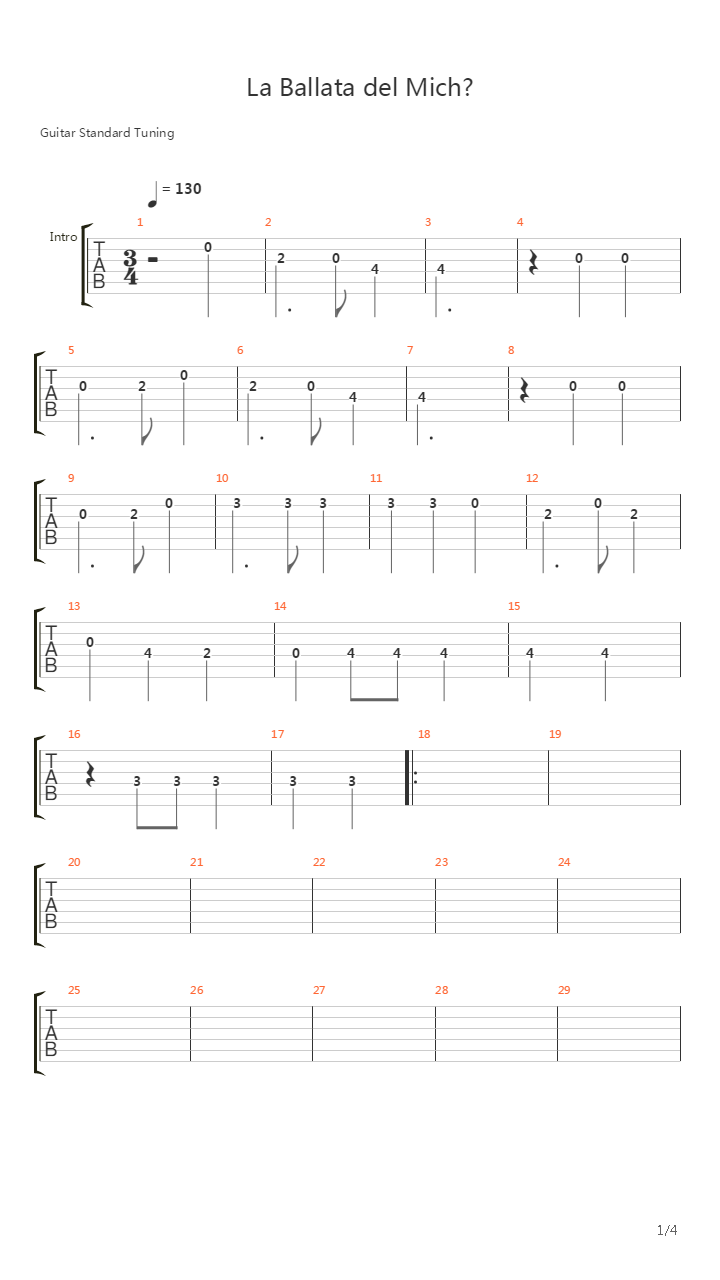 La Ballata Del Mich吉他谱