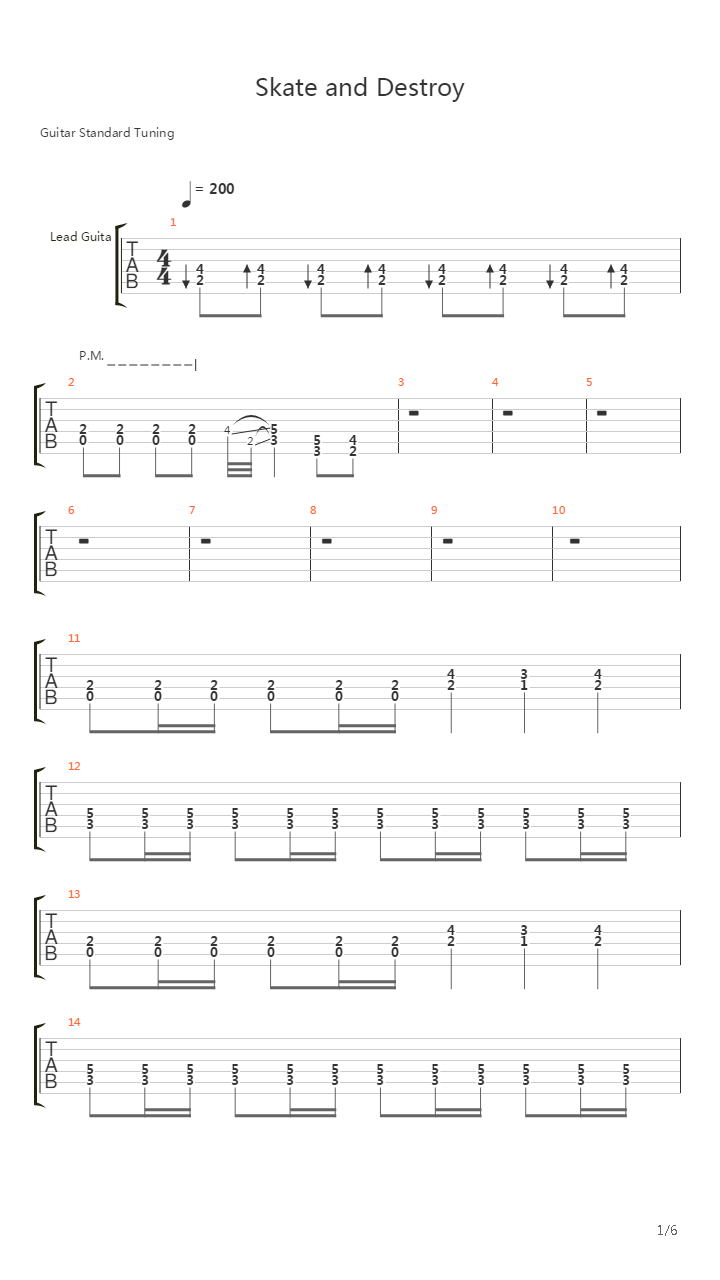 Skate And Destroy吉他谱