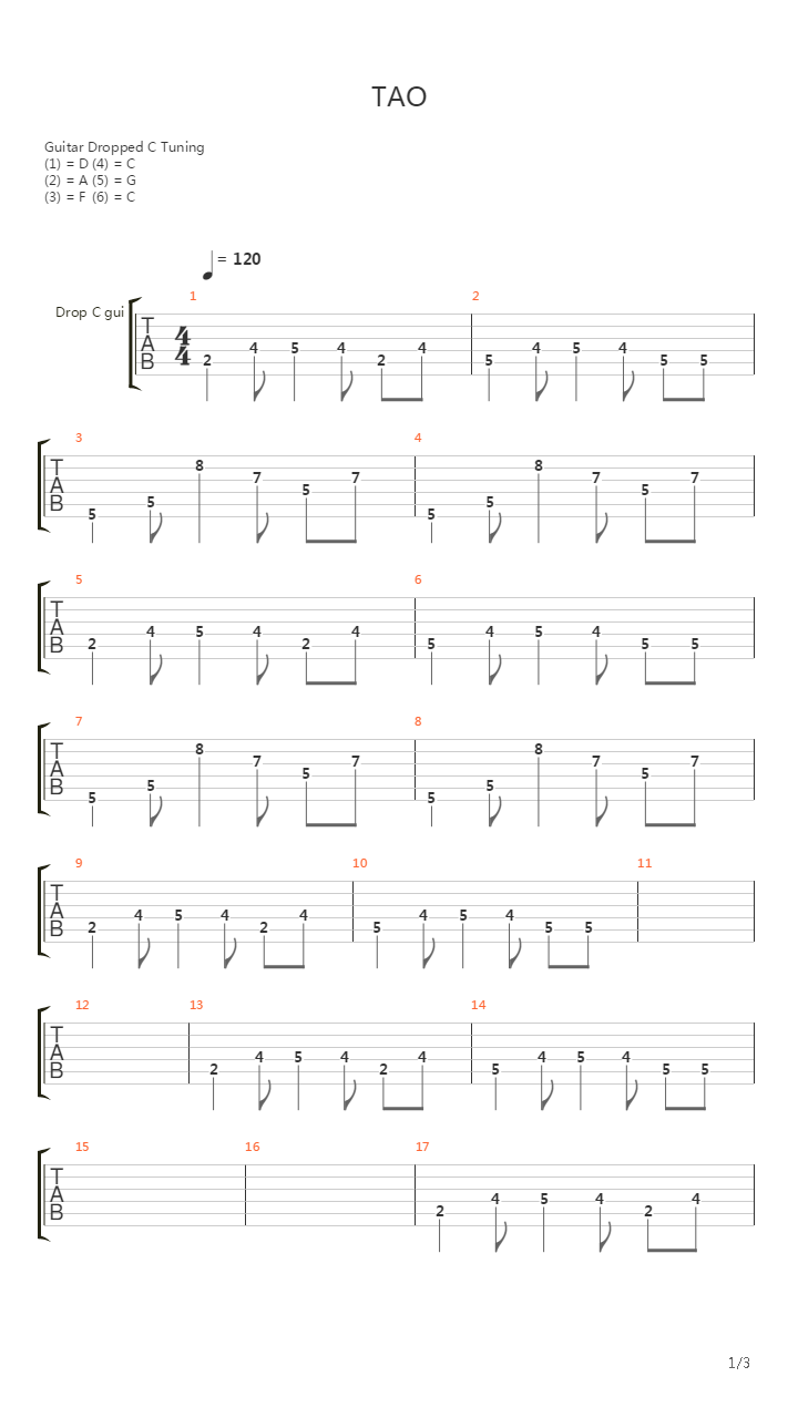 Tao吉他谱