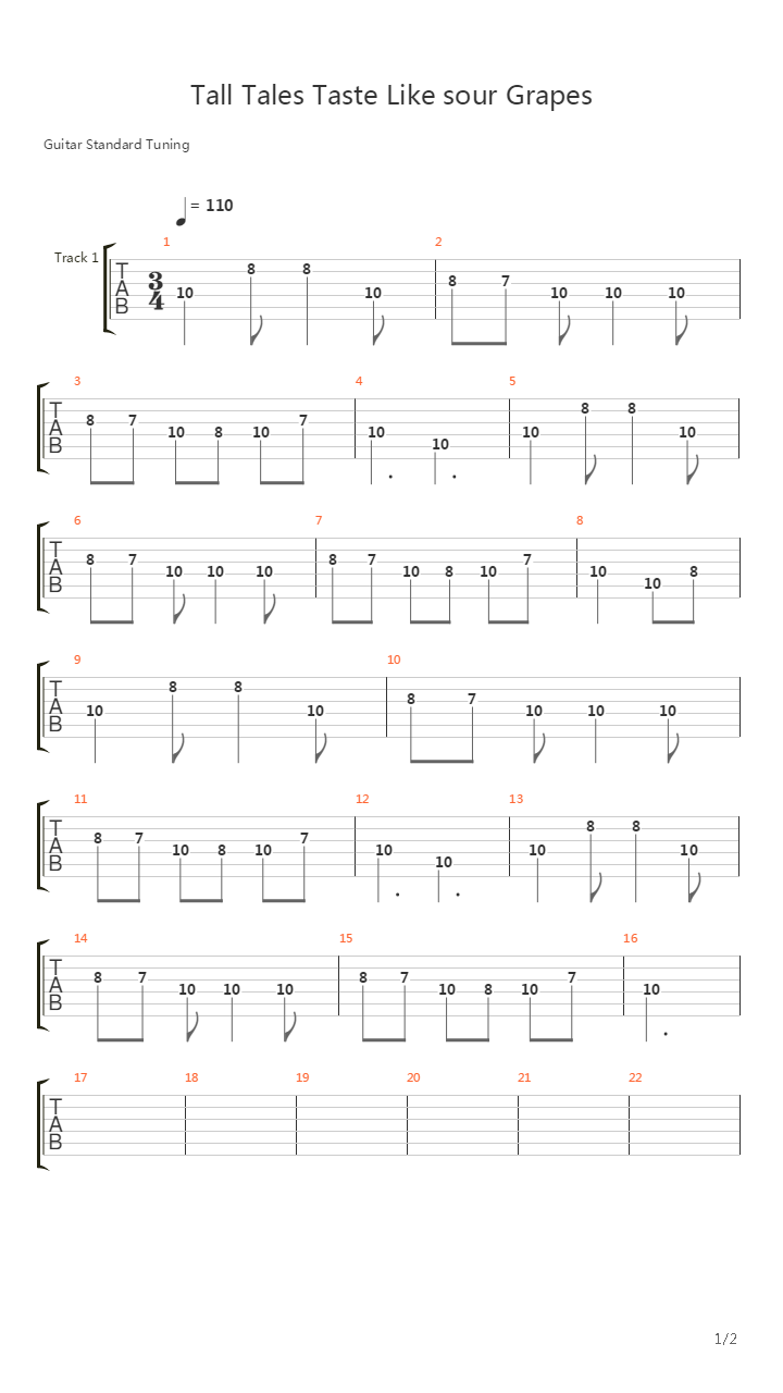 Tall Tales Taste Like Sour Grapes吉他谱