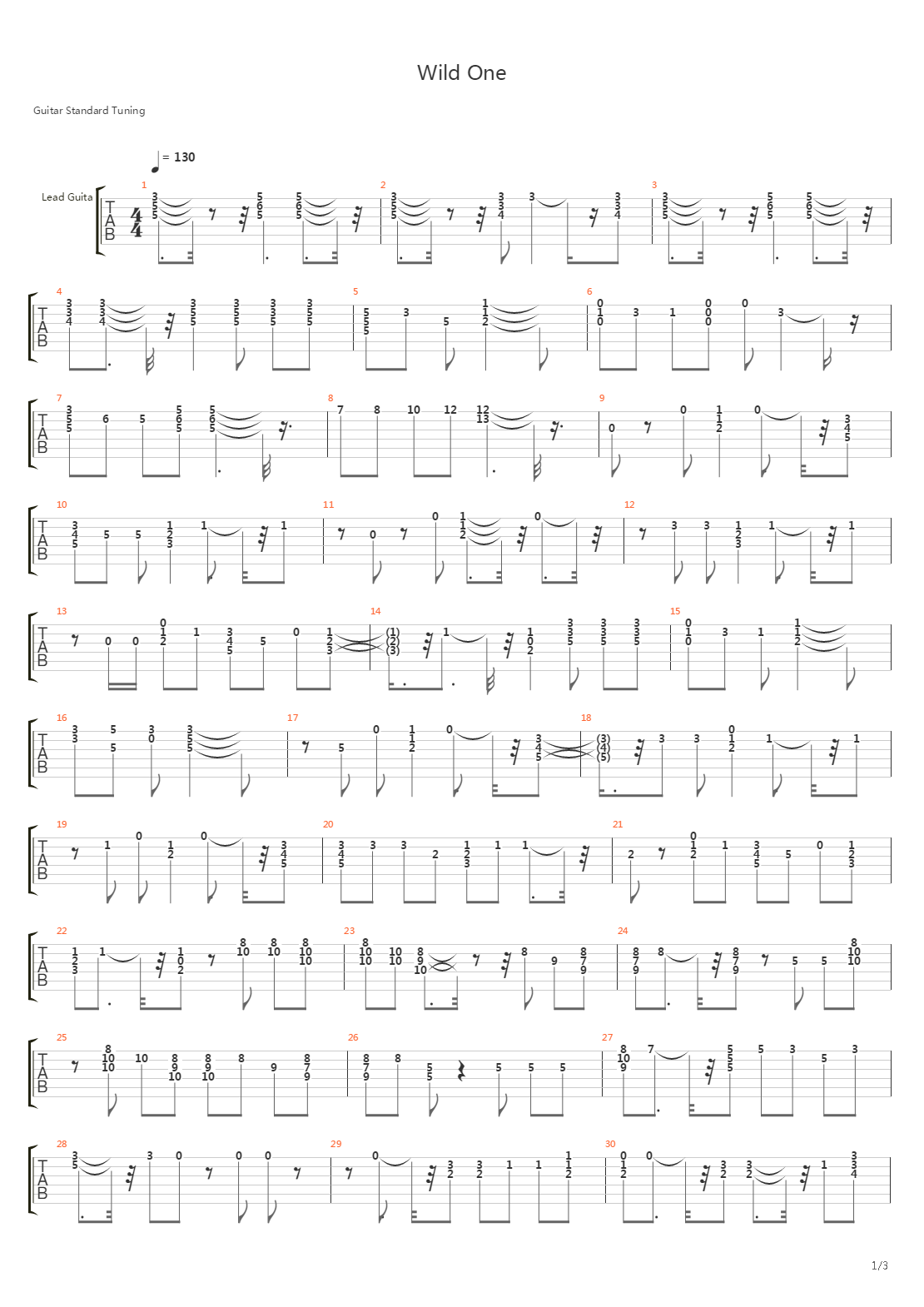 Wild One吉他谱
