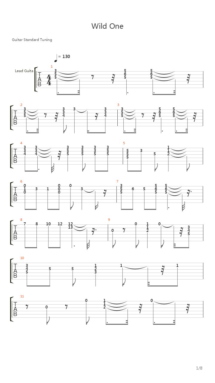 Wild One吉他谱