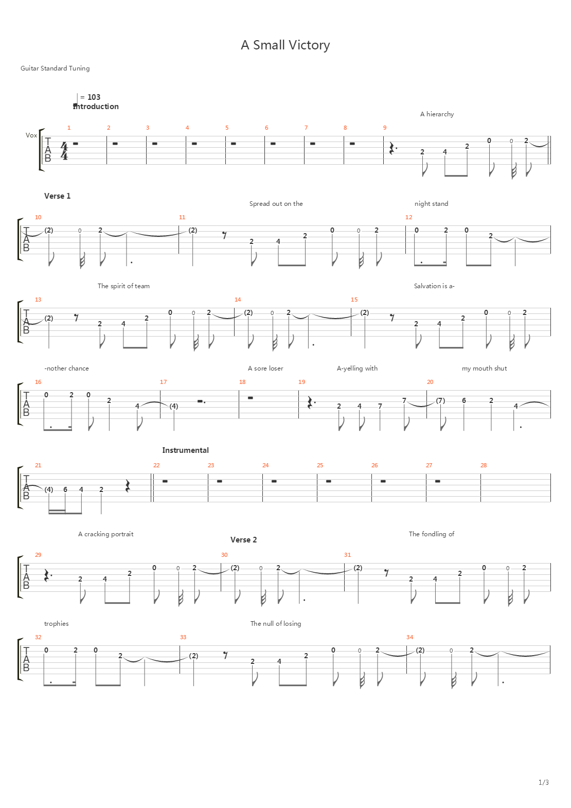 A Small Victory吉他谱
