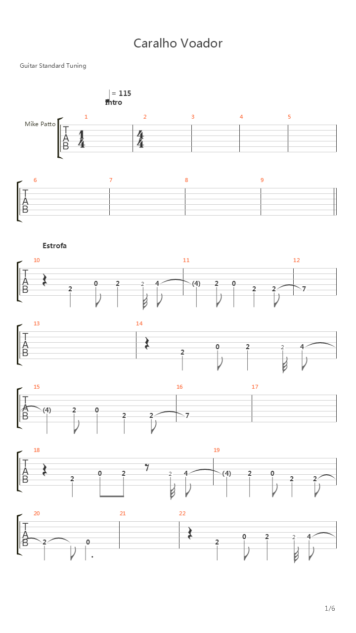 Caralho Voador吉他谱
