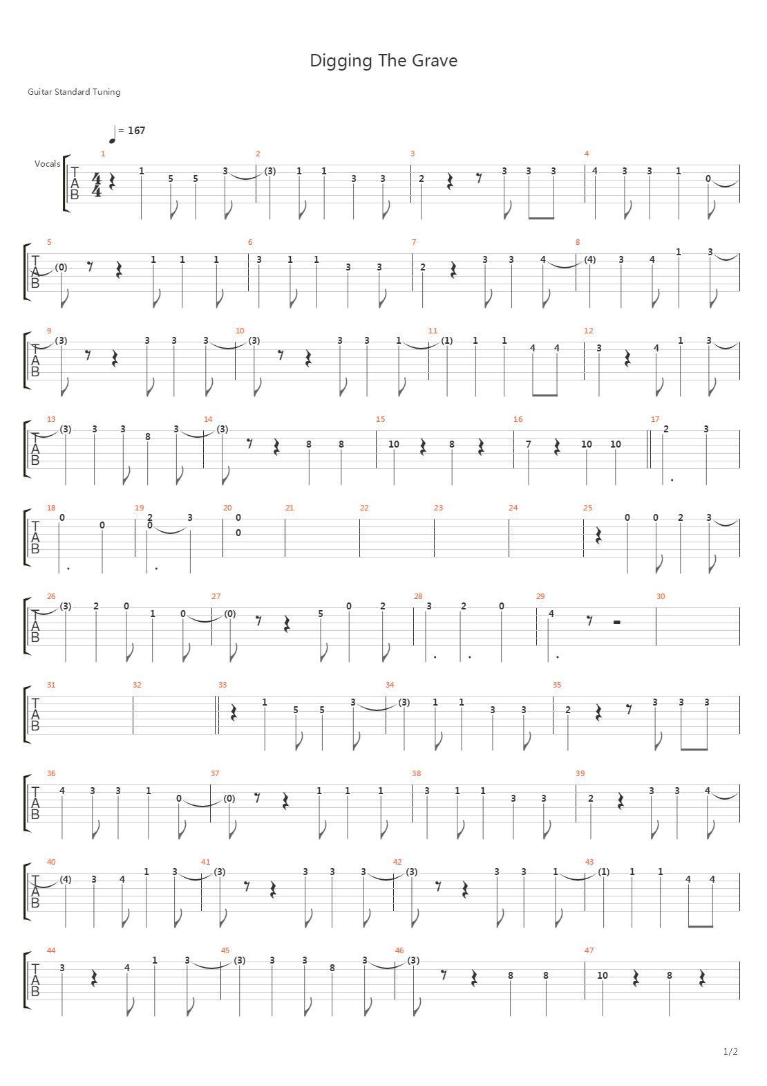Digging The Grave吉他谱
