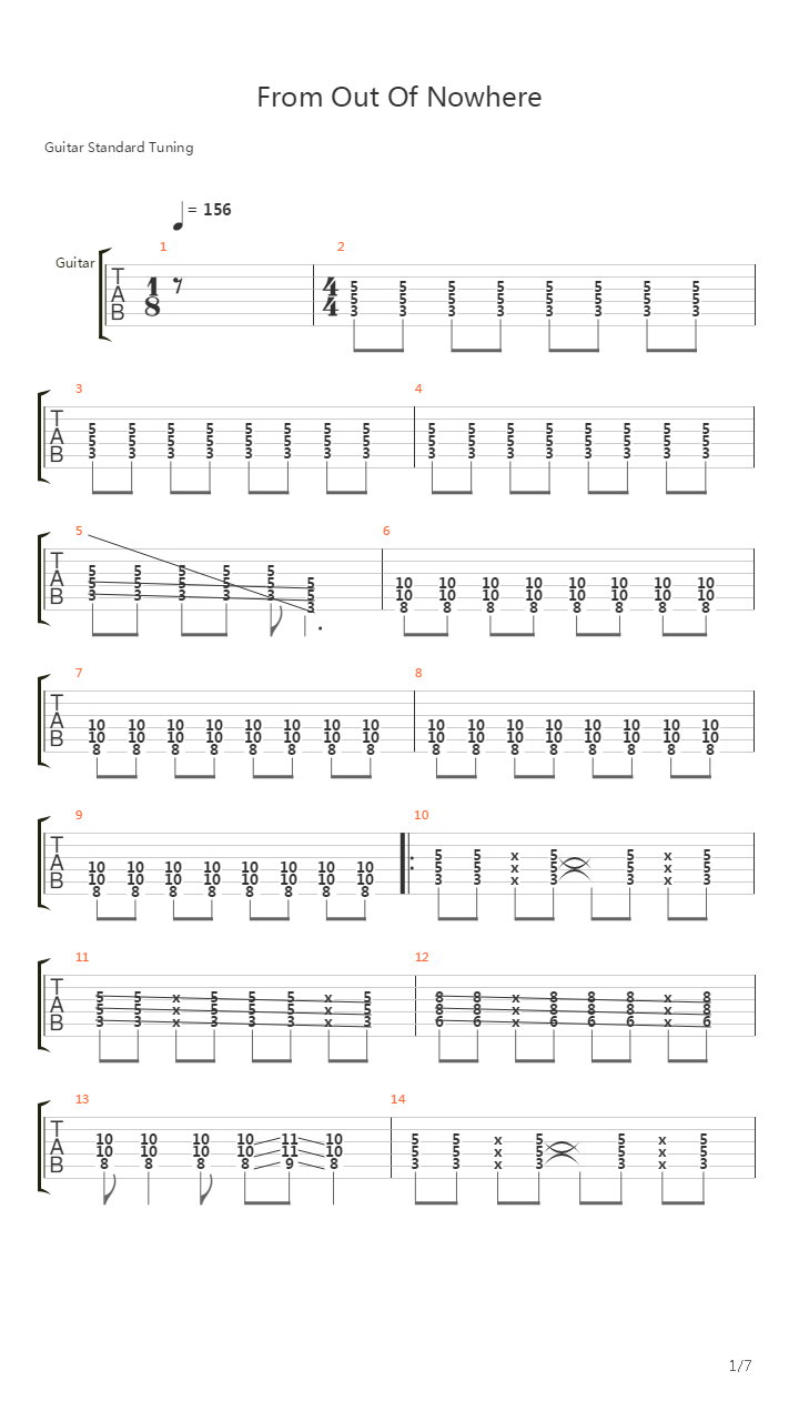 From Out Of Nowhere吉他谱