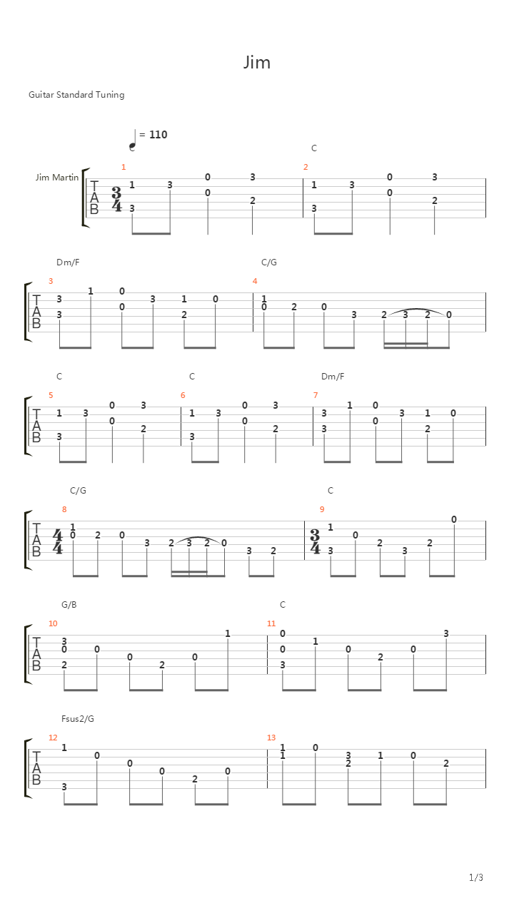 Jim吉他谱