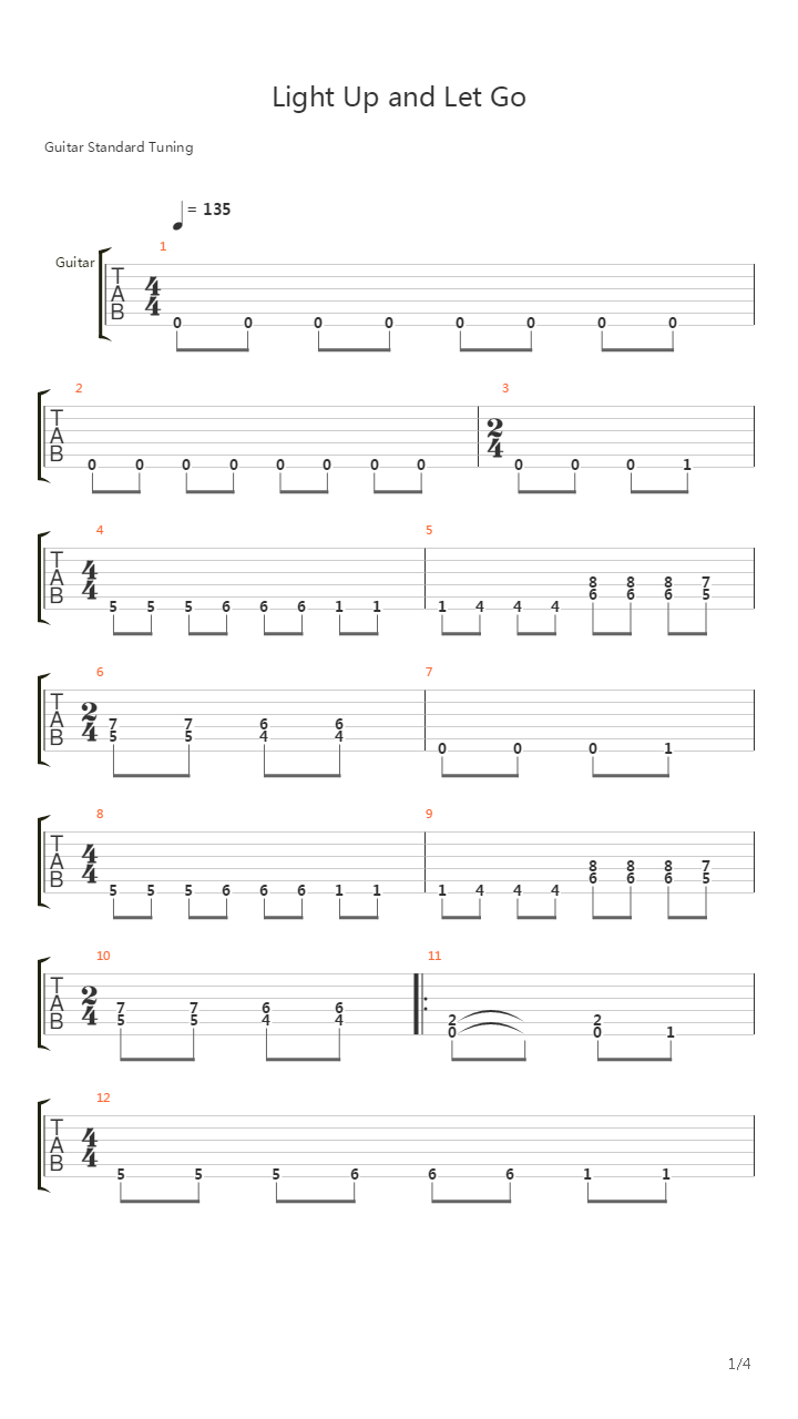 Light Up And Let Go吉他谱