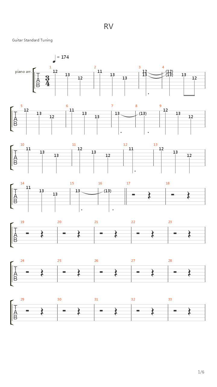 Rv吉他谱