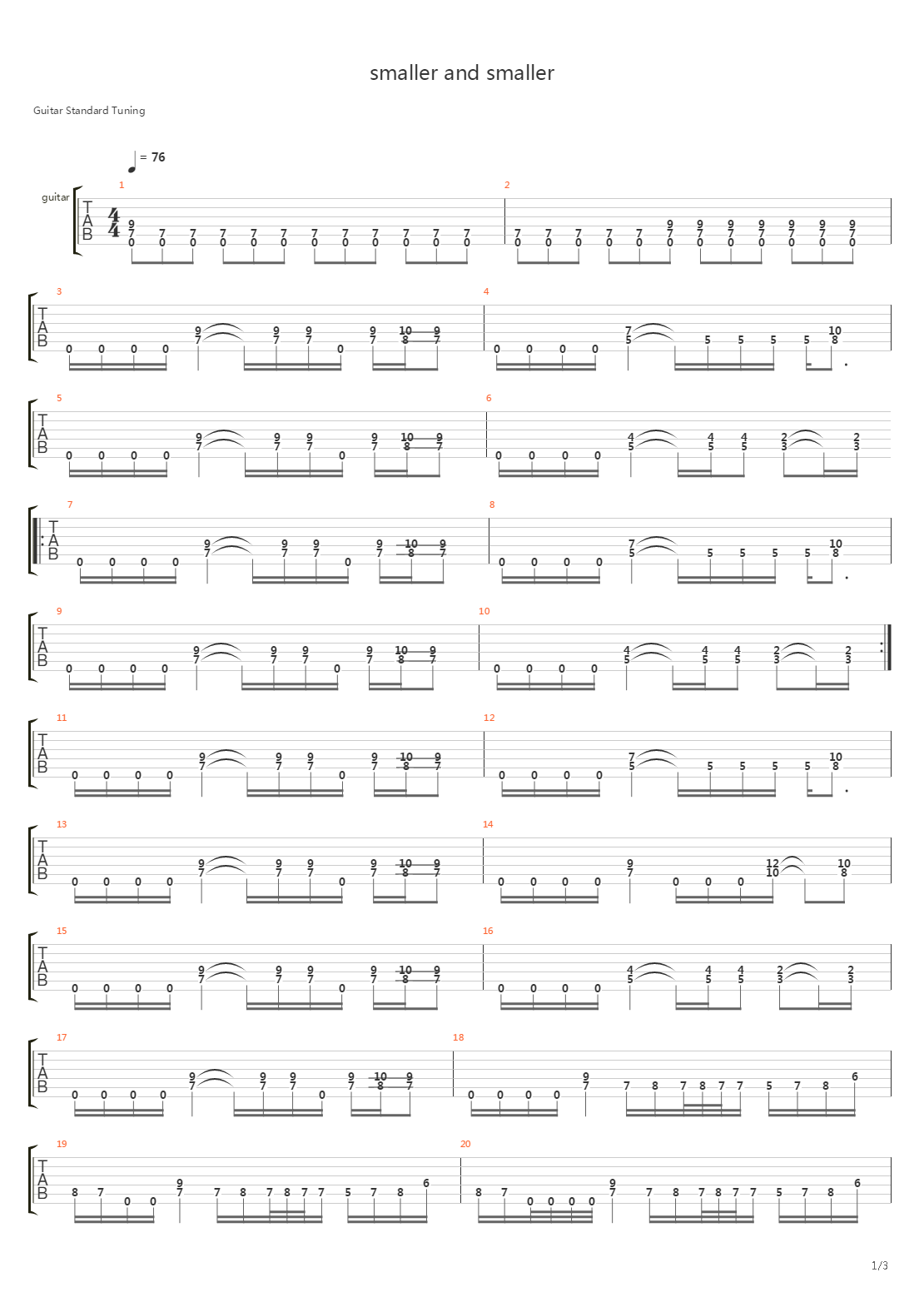 Smaller And Smaller吉他谱