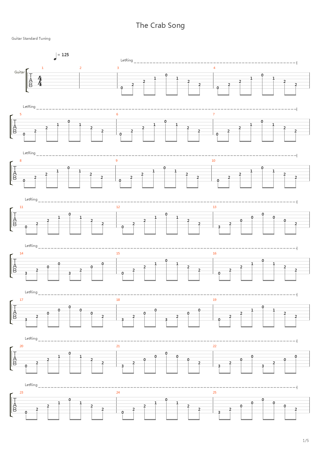 The Crab Song吉他谱