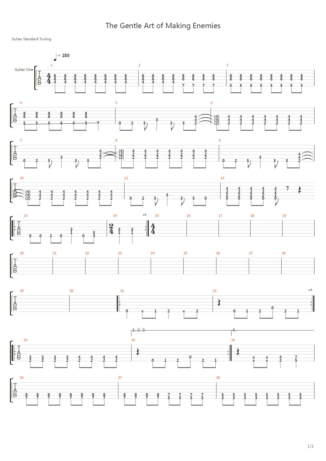 The Gentle Art Of Making Enemies吉他谱