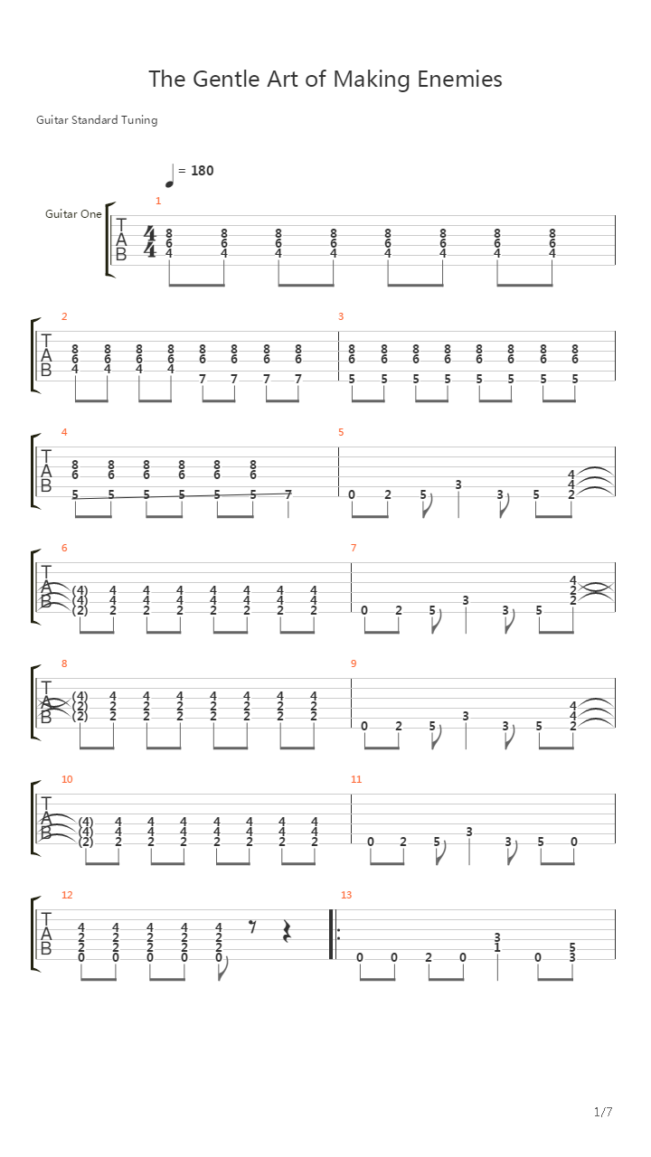 The Gentle Art Of Making Enemies吉他谱