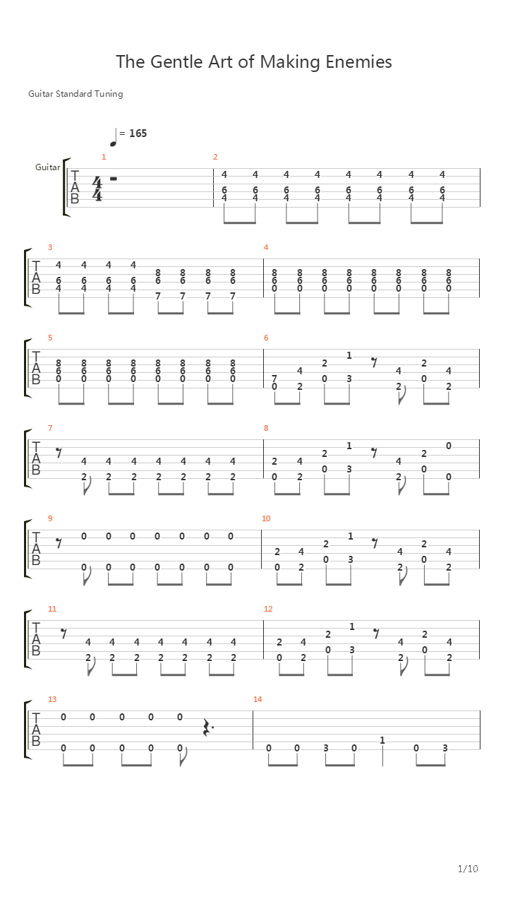 The Gentle Art Of Making Enemies吉他谱