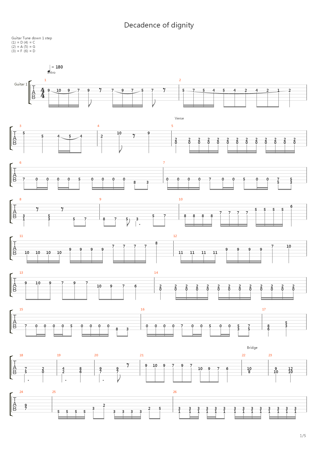 Decadence Of Dignity吉他谱