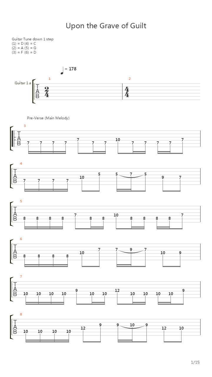 Upon The Grave Of Guilt吉他谱